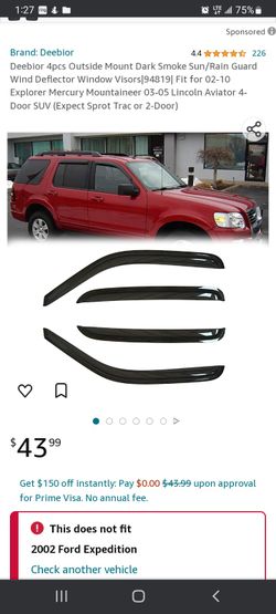 4pc Window Visor 02-10 Explorer, 03-05 Lincoln
