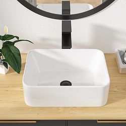 White Modern Vessel Ceramic Sink