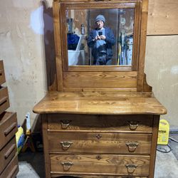 Vintage three drawer dresser with mirror