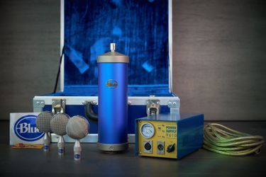 Rare Vintage Early Blue Bottle Tube Condenser Microphone Set