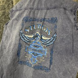 Sturgis Rally 2021 Sleeveless Shirt Mens XL Acid Wash Blue