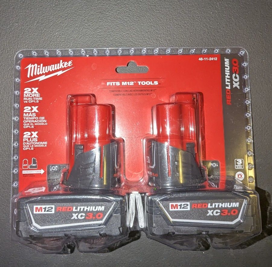 MILWAUKEE M12 RED LITHIUM XC 3.0 BATTERIES
