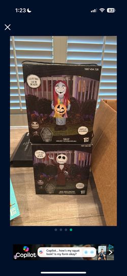 3.5ft Tall Sally And Jack Skellington Inflatable Decors