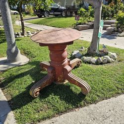 Wood Antique Ornate Carved Table Base For Round Top