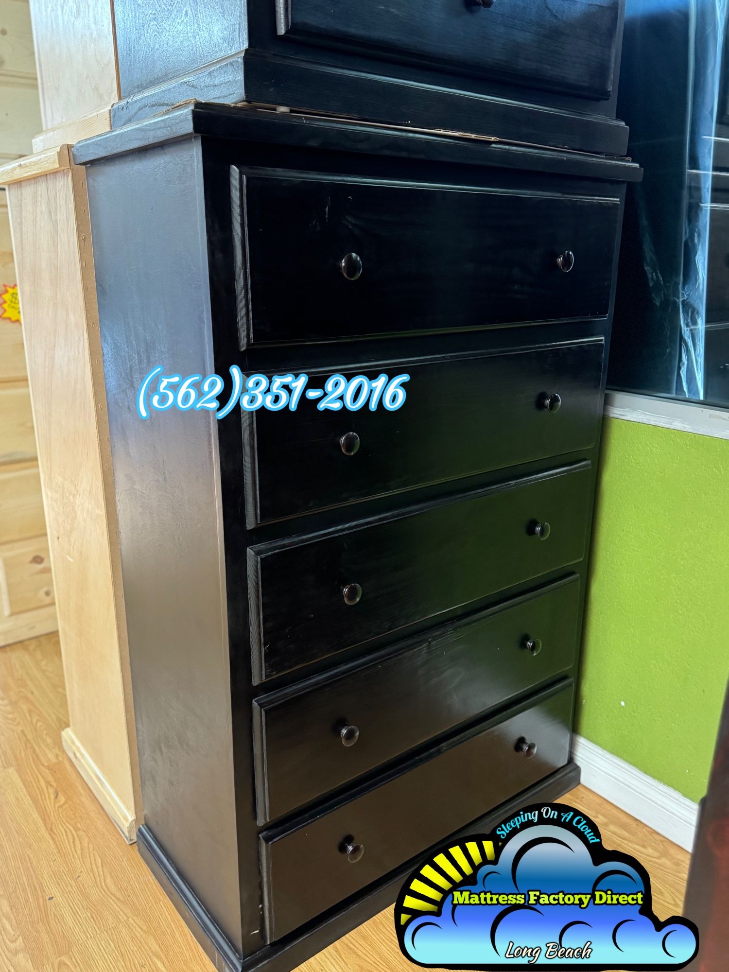 Black 2 Knob Jumbo Dresser Cajonera Comoda Nueva Bonita 