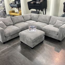 Grey Sectional Sofa With Ottoman