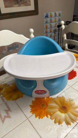 Nuby My Floor Seat Soft Foam Baby Booster Seat with 3-Point Harness, Blue