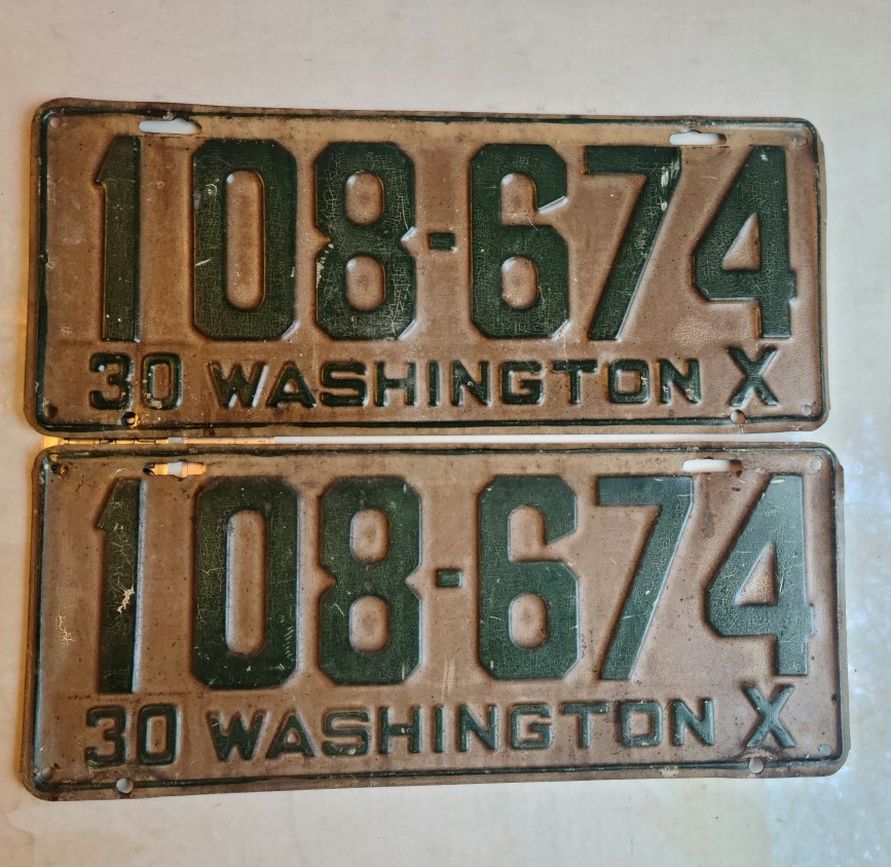 1930 Antique/Vintage Washington State License Plates