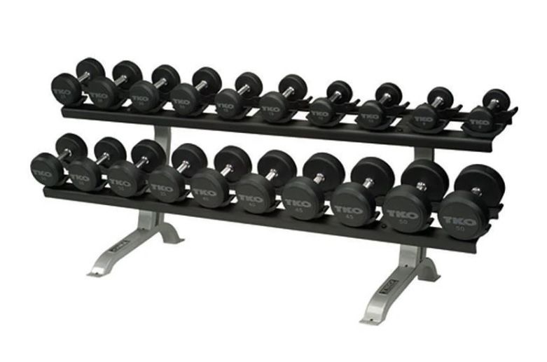 TKO Commercial Round Rubber Dumbbells 35-80 Complete Set Of 10 Pairs - Excellent Condition