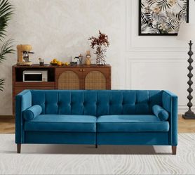 BRAND NEW 
78'' Wide Velvet Tufted Square Arm Sofa,Teal Velvet,W11(contact info removed)
