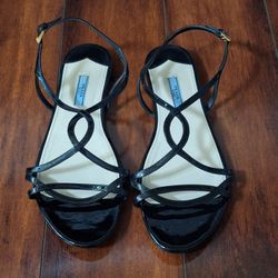 Prada Black Patent Leather Strappy Sandals EU 41, US 11