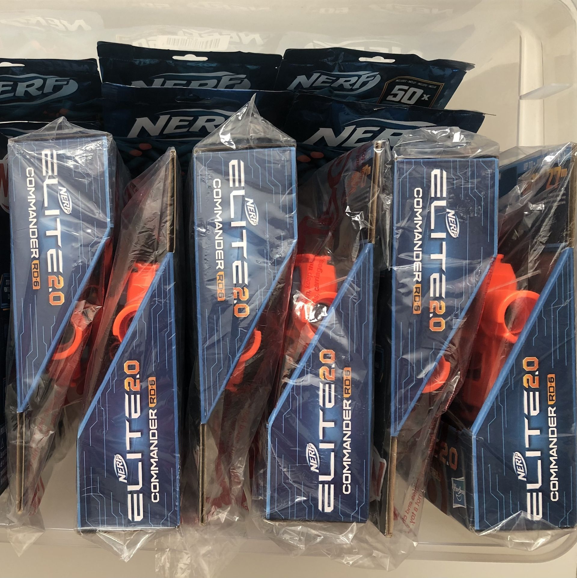 Brand New Nerf Elite 2.0 Commander RD-6 Blasters and Nerf Elite 2.0 50 Count Dart Refill Packs Bundle