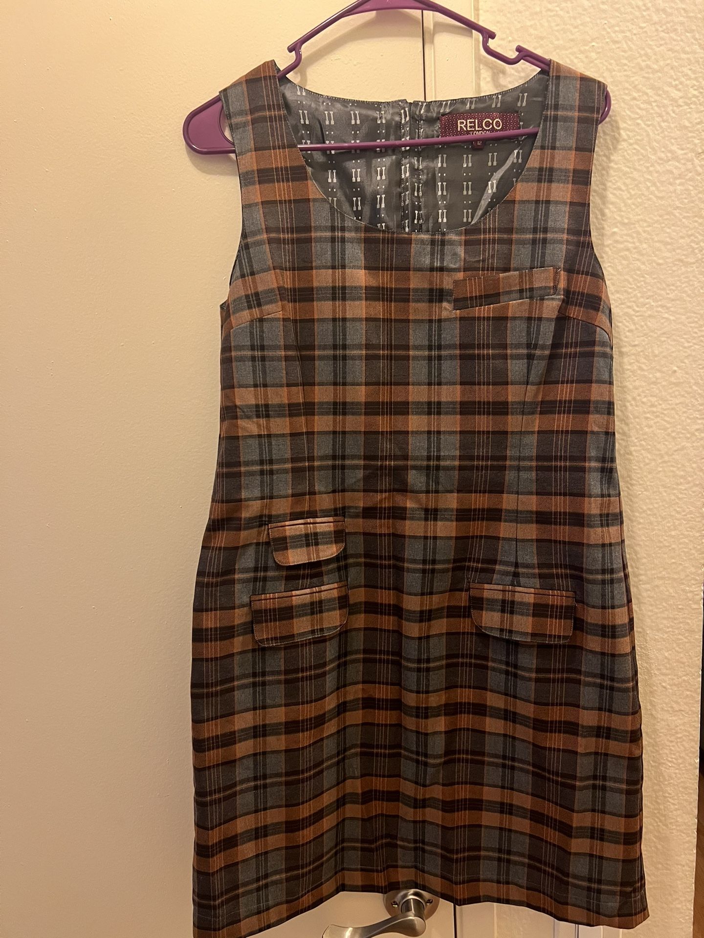 RELCO Vintage-Style Plaid Tunic Dress