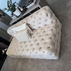 Small Beige Tufted Sofa