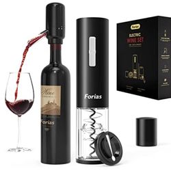 Wine Opener, Rechargeable Automatic Wine Bottle Opener Set with Wine Opener,Electric Wine Aerator Pourer,Vacuum Wine Stopper and Foil Cutter 4-in-1 Wi
