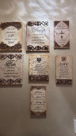 Set of 7 Inspirational Quote Wall Plaques