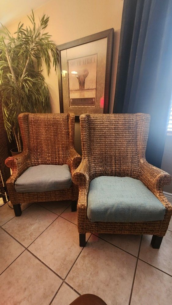 Pair of Wicker Wingback Chairs $300 OBO