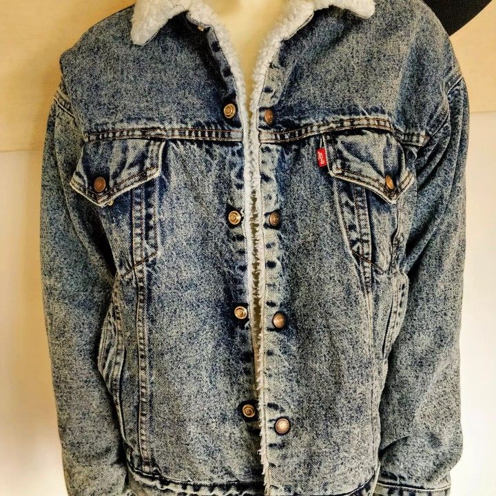 Vintage 1980's LEVI'S San Francisco Denim Stonewash Sherpa Lined Acid Wash Jacket