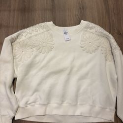 American Eagle Crocheted Cropped Sweatshirt New Size XL