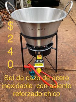 Cazos chicharroneros con asiento reforzado grueso de acero inoxidable