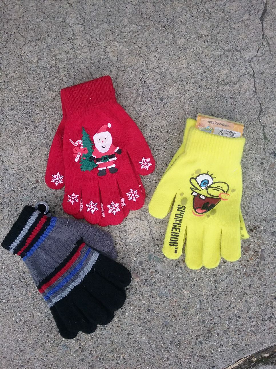 Kids gloves, $4 each, lots of snow stuff too.