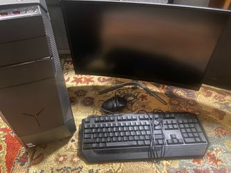 Lenovo Gaming Pc w/23” msi Curved Monitor Keyboard, Mouse and all cables needed