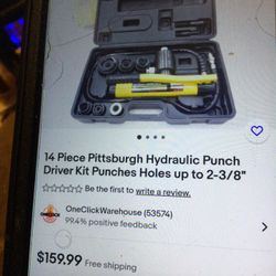 14 Piece Pittsburgh Hydraulic Punch Driver Hit Punches Holes Up To 2-3/8