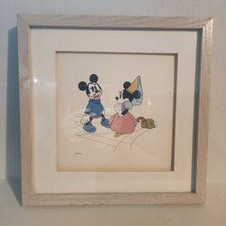 Vintage Disney Mickey & Minnie1994 "Brave Little Tailor" Serigraph Etching W/Coa