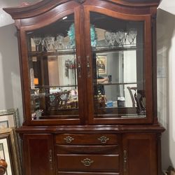 Cherry Red Hutch / China Cabinet 