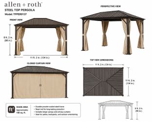 Allen + Roth Steel Top Pergola – New in Box