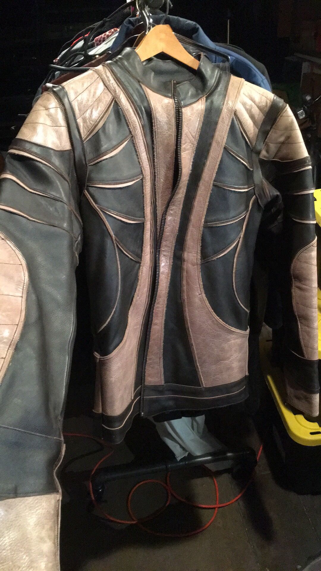 Designer Jacket! “Shawna Hoffman”, Leather motorcycle jacket & vest. New tribal/ Mad Max/ Burning Man!