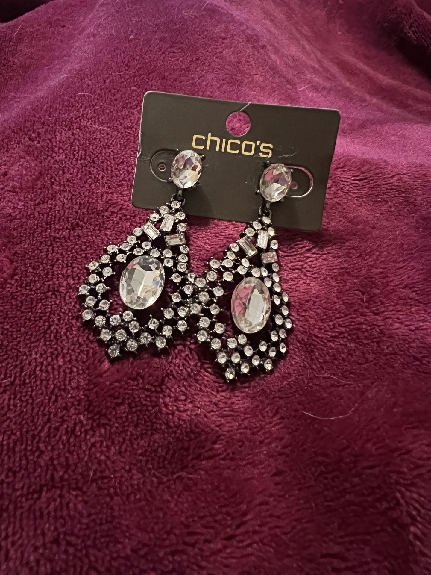 Chico’s💥NWT~RARE💥Haylee Diamond Chandelier Evening Statement Earrings