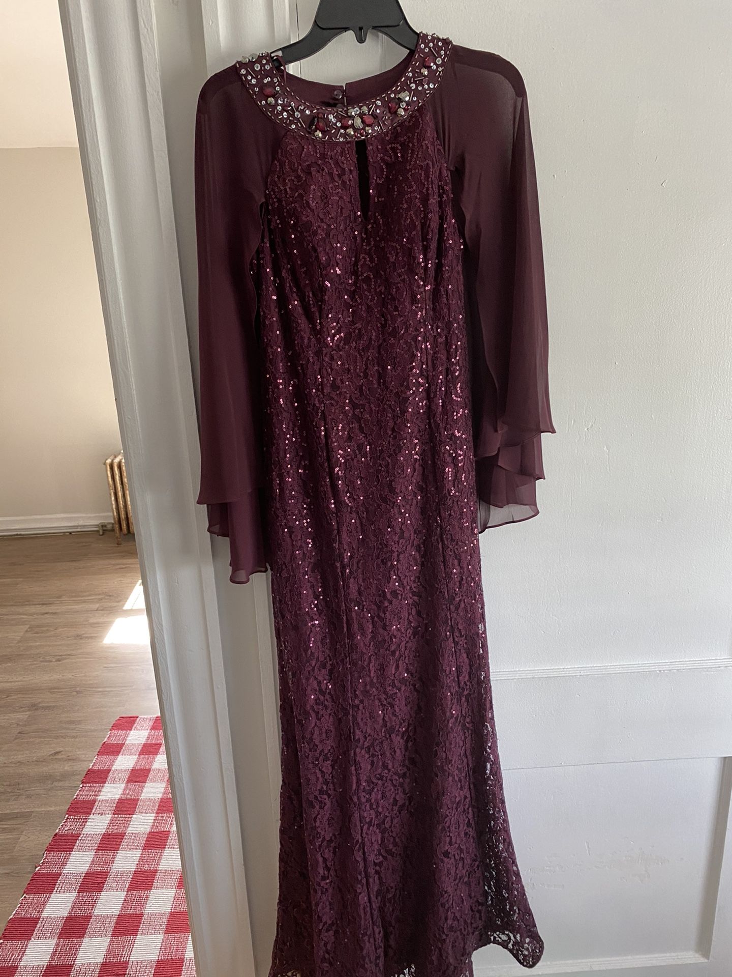 SLNY Sequence Burgandy Dress Size 6