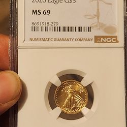 1/10 Oz. Gold 2026 $5 American Eagle NGC MS69