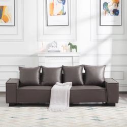 Faux Leather Modern Loveseat Couch Sofa