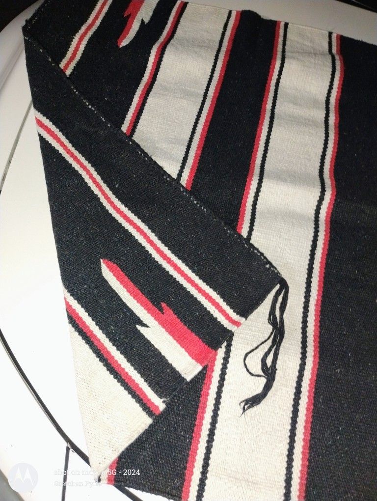 Vintage Navajo Blanket Red White And Black