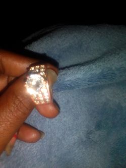 Gold-Tone CZ Stone Cocktail Ring