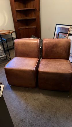 Restoration Hardware Leather Upholstered Chairs