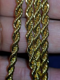 Men's Women's Rope chain 18k yellow gold filled