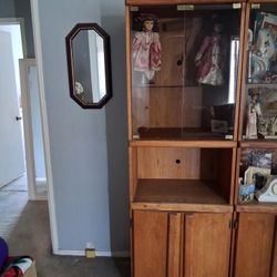 Vintage Oak Curio Cabinet 