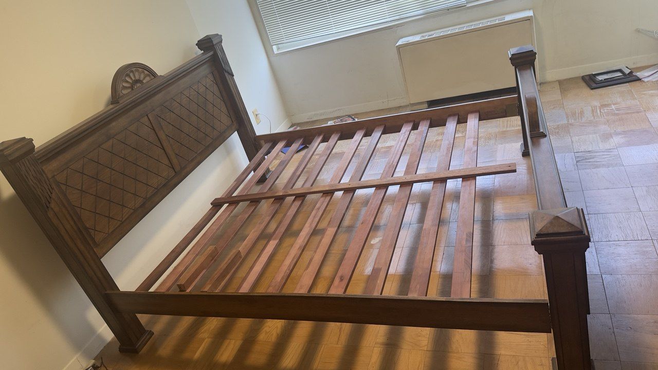 FREE  Solid Wood Bed Frame (78×70 in, non-standard)