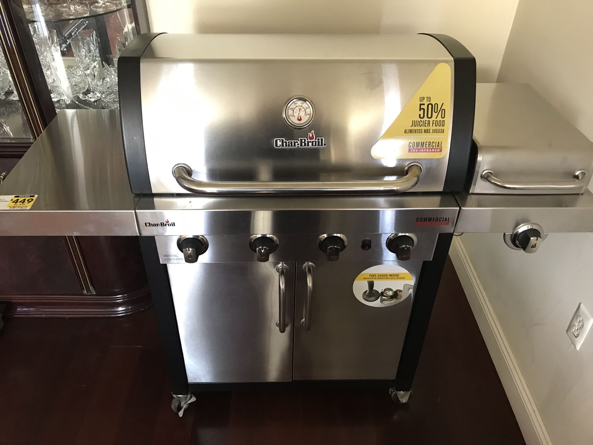 New-Charbroil Stainless Grill w/side burner $300