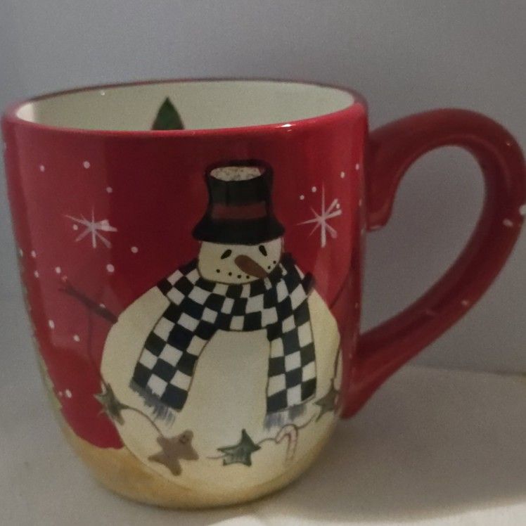Certified international, "let it snow" sleigh bell mug.