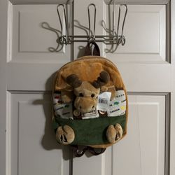 Kids Canada Banff Moose Plush Small Backpack Tan 10x10” NWT