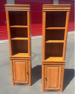 Pair of Tall Wood Bookcase Cabinets