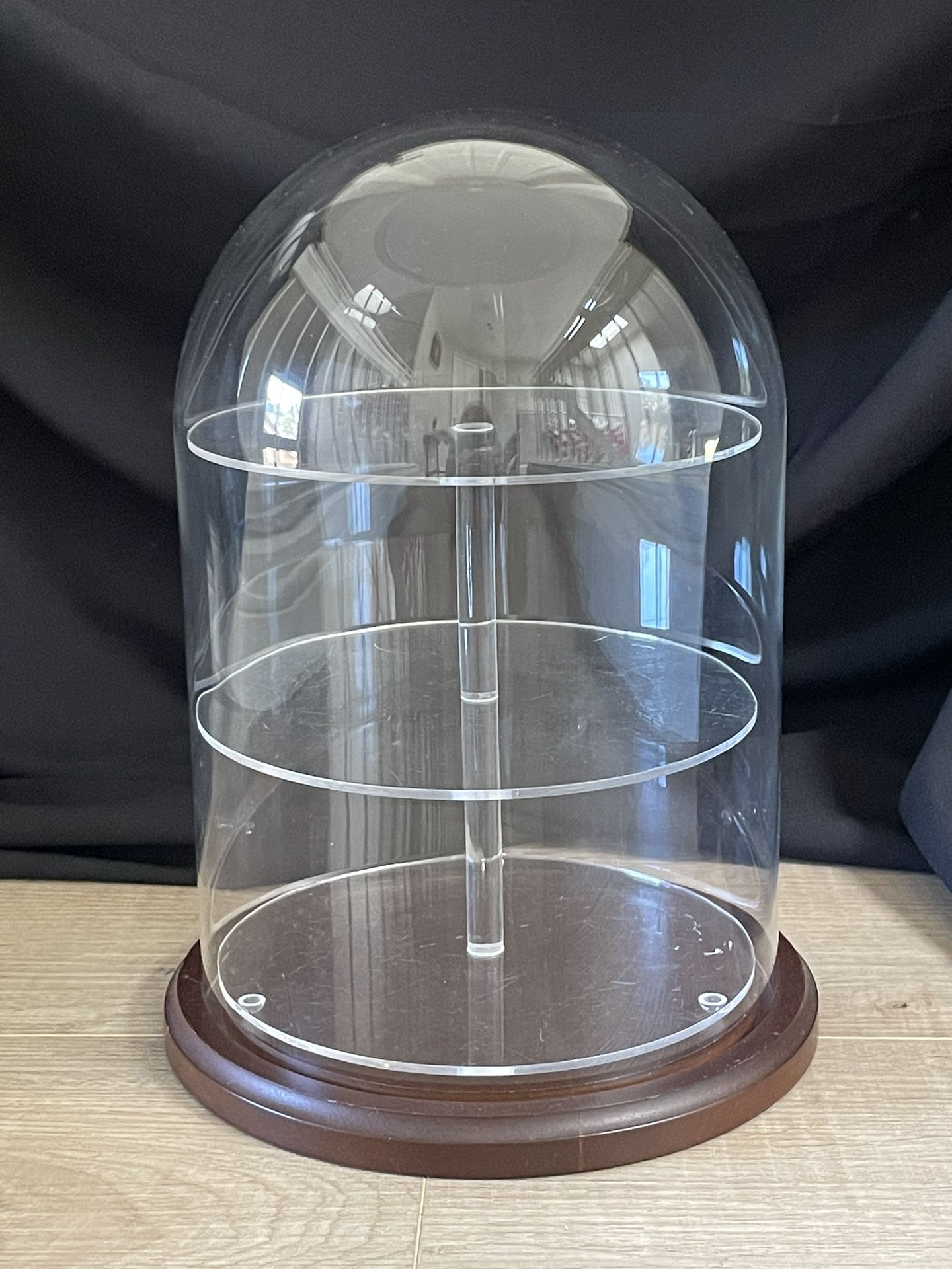 Glass Dome Thimble Display Case with Walnut Base (no Thimbles Included)