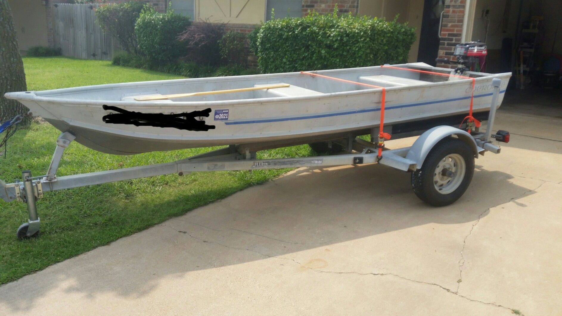 Landau 14ft aluminum boat w/ 3hs motor & custom trailer