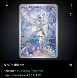 N's Reshiram Pokémon Card 167/159 Illustration Rare