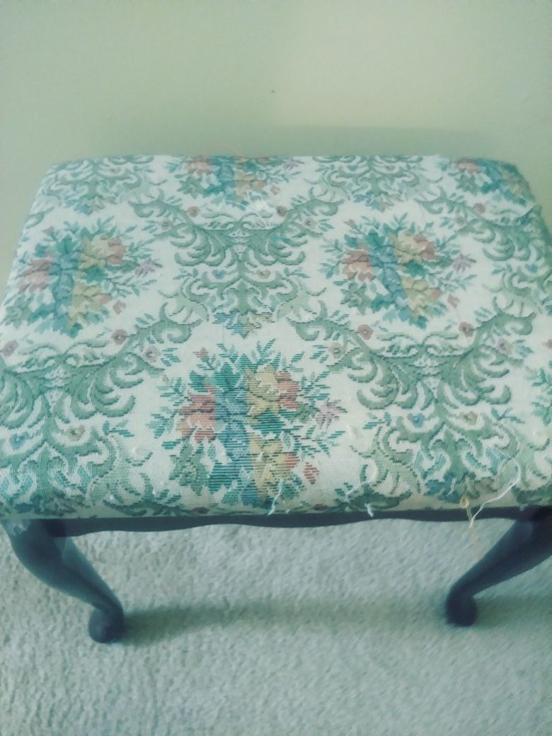 Shabby chic picture frame and wooden stool