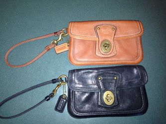 Authentic Coach Leather Turn Lock Wristlets